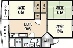 シティーカルチェ花本 1階3LDKの間取り
