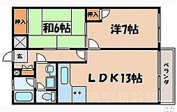 サンピア牛田 5階2LDKの間取り