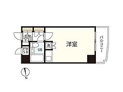 ライオンズマンション京橋川 4階ワンルームの間取り