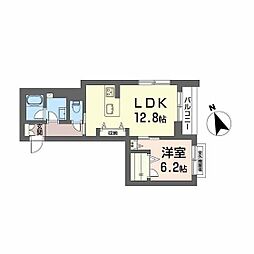 メゾンドノアール 2階1LDKの間取り