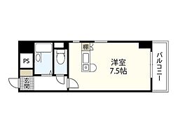 ヴェルソーヤスダ 7階ワンルームの間取り