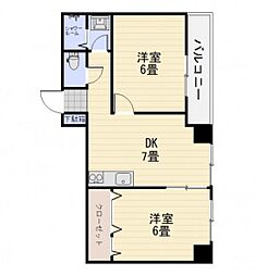 第二今井ビル 2LDKの間取図画像