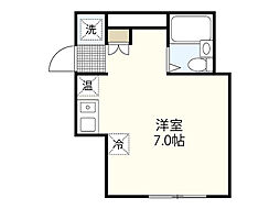 シャルム舟入I 4階ワンルームの間取り