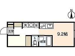 ポルトボヌール府中柳ヶ丘 1階ワンルームの間取り