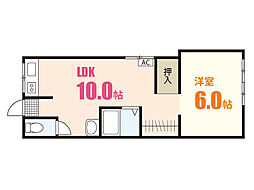 ゆり荘アパート 1LDKの間取図画像