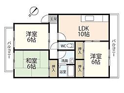ソシア上土井III 2階3LDKの間取り