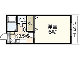 セジュール牛田 1階1Kの間取り