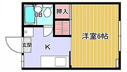 コーポヨシザキ 1Kの間取図画像