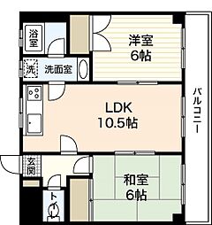サンリット船本 1階2LDKの間取り