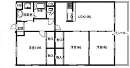 ユーミー東原 2階3LDKの間取り