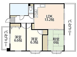 グリーンヒル吉村3 5階3LDKの間取り