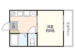 引地ビル 3階1Kの間取り