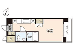 レジディア比治山公園 2階1Kの間取り