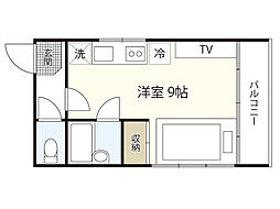 第2ＨＭビルヂング 2階ワンルームの間取り