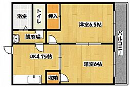 第46東雲ビル 5階2DKの間取り