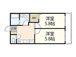 メゾンドルポ吉見園 2階2DKの間取り