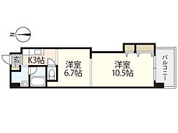 パステロ　アロッジオ45東蟹屋 9階2Kの間取り