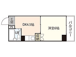 スタープラザ東雲 2階1DKの間取り