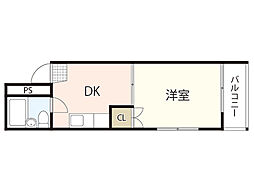 ＵＬＴＩＭＡＴＥ　ＯＮＥ　ＢＬＤＧ宇品 2階ワンルームの間取り