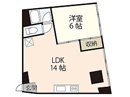 水野ビル 3階1LDKの間取り