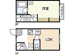 丹那コーポラスII 1階1LDKの間取り