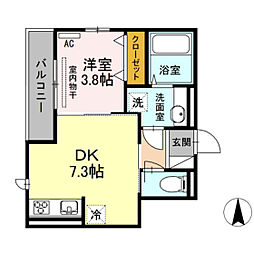 Aoiパレス 2階1DKの間取り