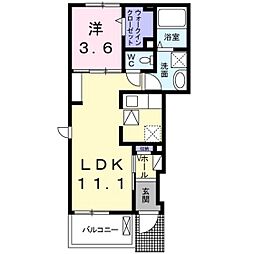 プレストーラII 1階1LDKの間取り
