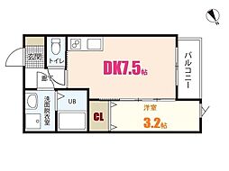 Ｒｅｌａｃｉｏｎ長束I 2階1DKの間取り