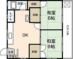 サンビレッジ 3階2DKの間取り