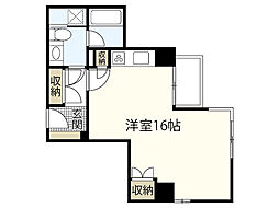 パインヒルズ東白島 7階ワンルームの間取り