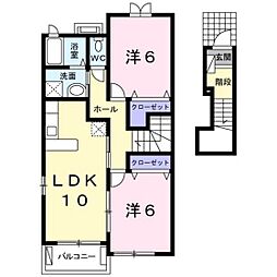 ウーノ 2階2LDKの間取り
