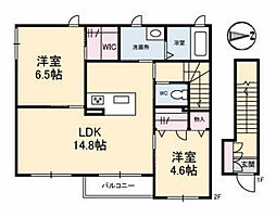 Ｊ カルテット 2階2LDKの間取り
