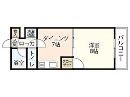 エスタシオン光町 4階ワンルームの間取り