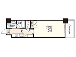 ラメール舟入 9階1Kの間取り
