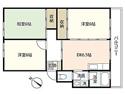シャトー巌 3DKの間取図画像