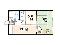 竹生荘 2DKの間取図画像