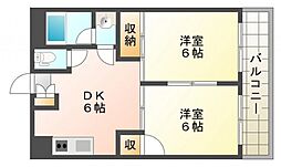ピープルタウン八幡 2DKの間取図画像
