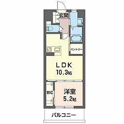 ハピネス幸 1LDKの間取図画像