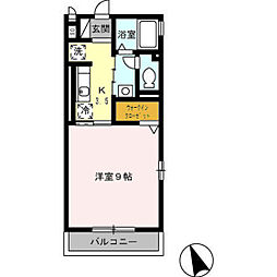 グランモア西風 1Kの間取図画像