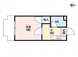 ホワイトパレス長束 1Kの間取図画像