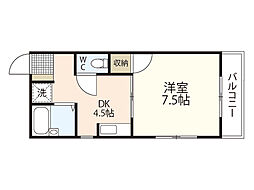 プロスパーヤマモト 1DKの間取図画像