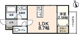 五日市リバーサイド1 1LDKの間取図画像