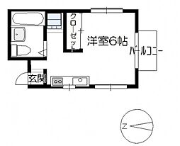 コーポカク 1Kの間取図画像