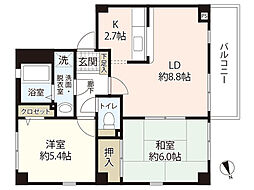 フォブール・トロワ向井 2LDKの間取図画像