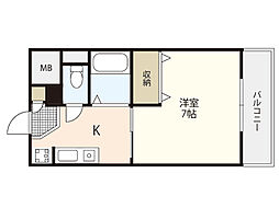 サンコート古江 1Kの間取図画像