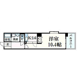 グラビスコート上幟町 ワンルームの間取図画像