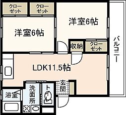 田中第1アパート 2LDKの間取図画像