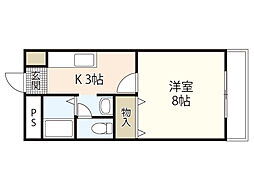 ピアチェーレ 1Kの間取図画像