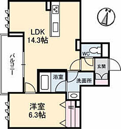 シャーメゾン寺家駅前 1LDKの間取図画像