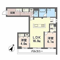 Ecrage Takasu 2LDKの間取図画像